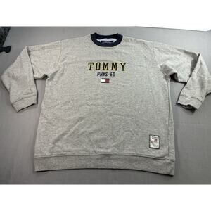Vintage Tommy Hilfiger Phys Ed Sweatshirt Mens Medium Gray Spellout